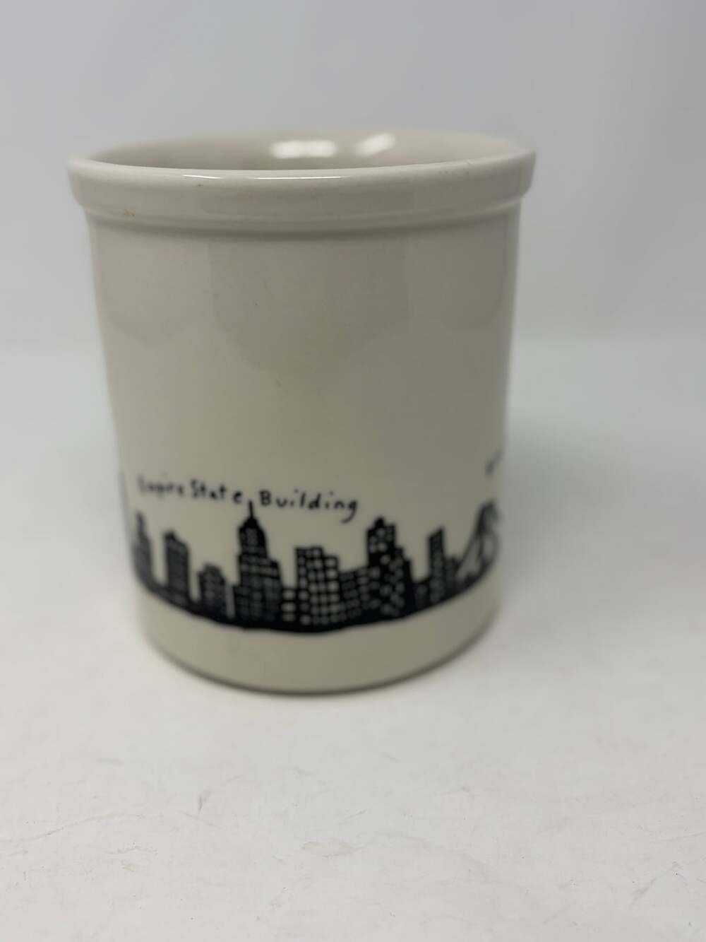 Fishs Eddy 212 New York City utensil holder open crock NYC bridges buildings